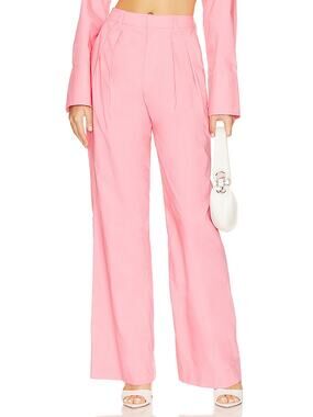 L'Academie Pleated Pink Dallion Poplin Pants Size S